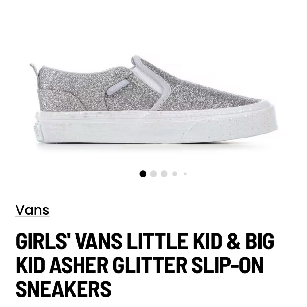 Vans Silver Glitter Slip-On Shoes